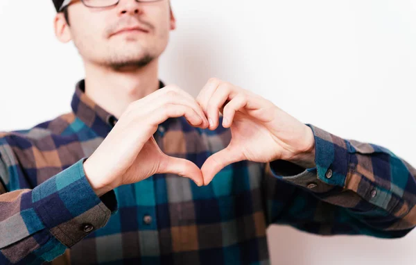 Hombre Haciendo Una Mano Corazón Marco — Foto de Stock