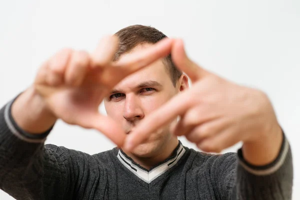 Hombre Haciendo Mano Marco — Foto de Stock