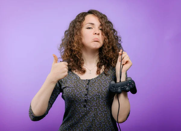 Mujer Jugando Joystick Una Consola Juegos —  Fotos de Stock