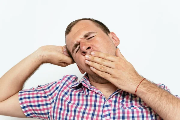 Yawns Man Studio Background — Stock Photo, Image