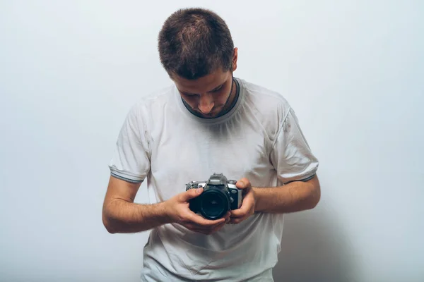 Homem Com Uma Câmara — Fotografia de Stock