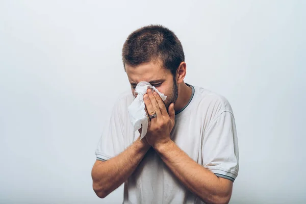 Man Has Runny Nose — Stock Photo, Image