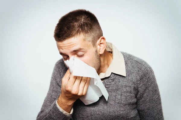 Man Has Runny Nose — Stock Photo, Image