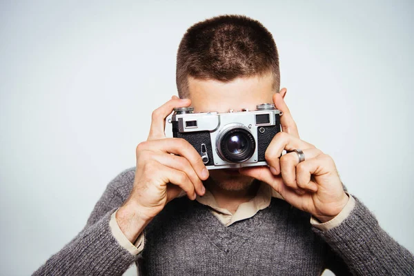 Homem Com Uma Câmara — Fotografia de Stock