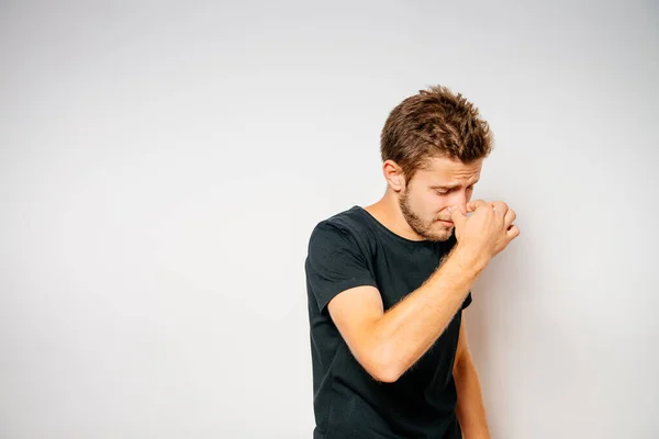 Stench Closes Man Nose — Stock Photo, Image