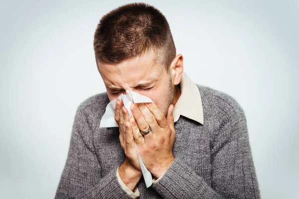 Man Has Runny Nose — Stock Photo, Image