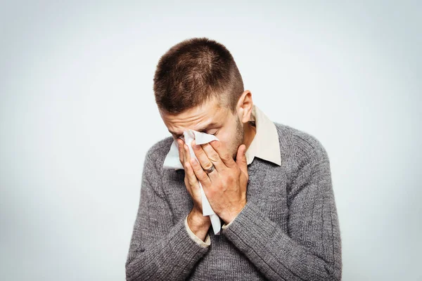 Man Has Runny Nose — Stock Photo, Image