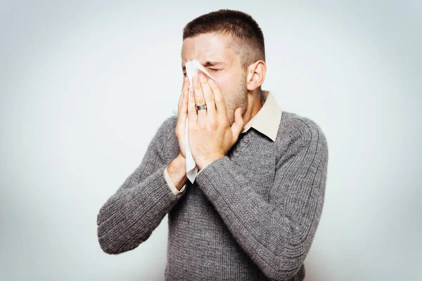 Man Has Runny Nose — Stock Photo, Image