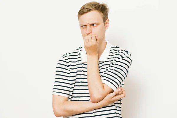 Hombre Muerde Las Uñas — Foto de Stock