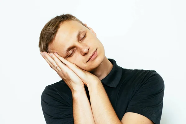 Sleep Man Photo Studio — Stock Photo, Image