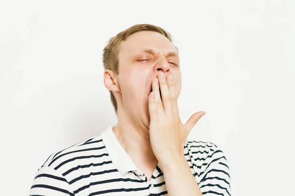 Yawns Man Photo Studio — Stock Photo, Image