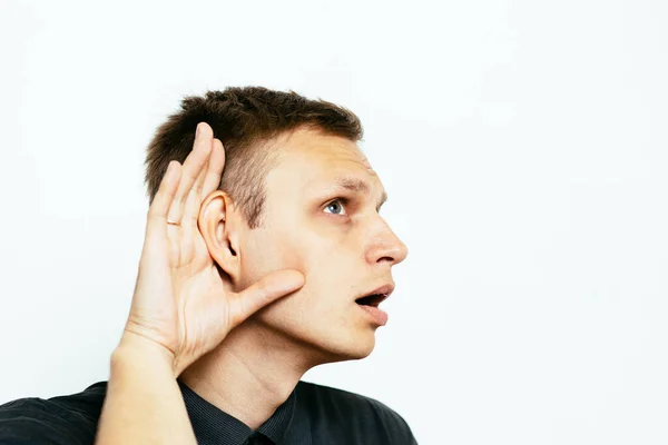 Kihallgat Egy Férfit Megpróbál Meghallgatni — Stock Fotó