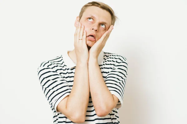 Hombre Triste Agotado Estudio Fotografía — Foto de Stock