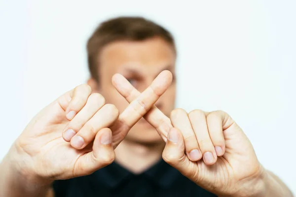 Businessman Shows Stop Gesture — Stock Photo, Image