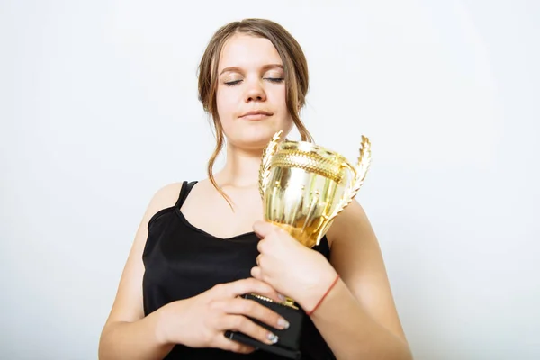 Mulher Com Copo Dourado — Fotografia de Stock