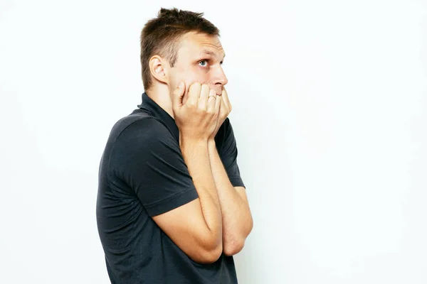 Man Bites His Nails — Stock Photo, Image