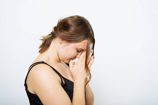 Prayer. Female. in studio background