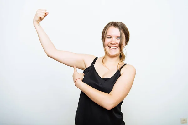 Woman Showing Her Muscles — Stock Photo, Image