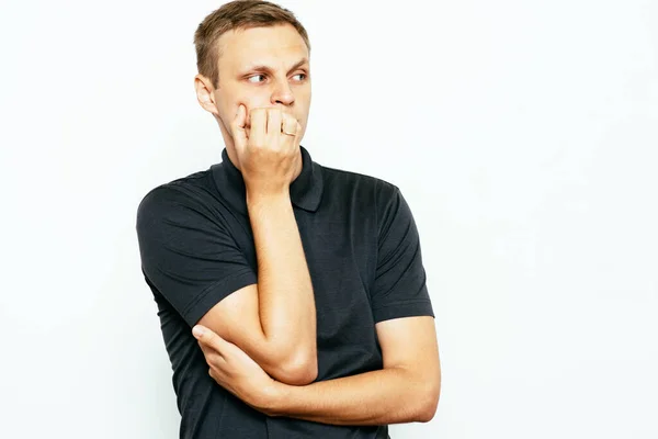 Man Bites His Nails — Stock Photo, Image