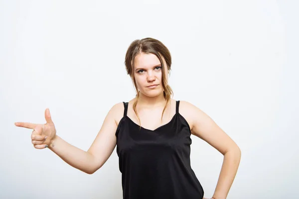 Meisje Wijst Naar Iemand Vinger — Stockfoto