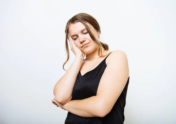 Sleep Female Studio Background — Stock Photo, Image