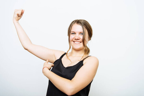 woman showing her muscles