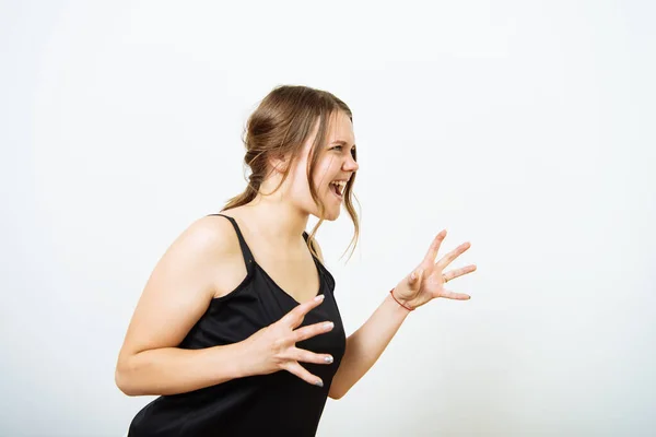 Mujer Gritando Enojado Estudio Fotos — Foto de Stock