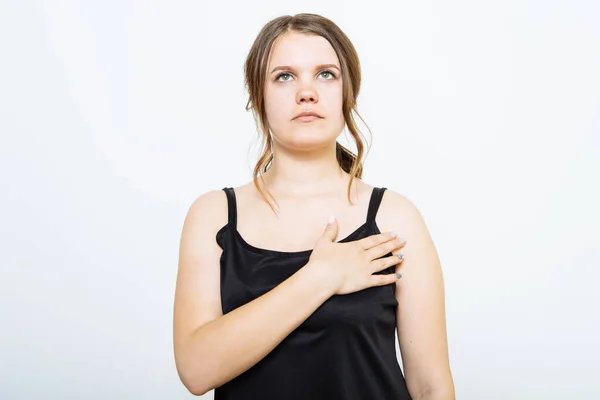 Mujer Escuchando Himno Nacional Patriota —  Fotos de Stock