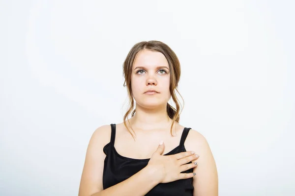 Mujer Escuchando Himno Nacional Patriota —  Fotos de Stock