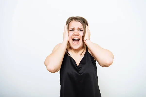 Mujer Desesperada Estudio Fotográfico — Foto de Stock