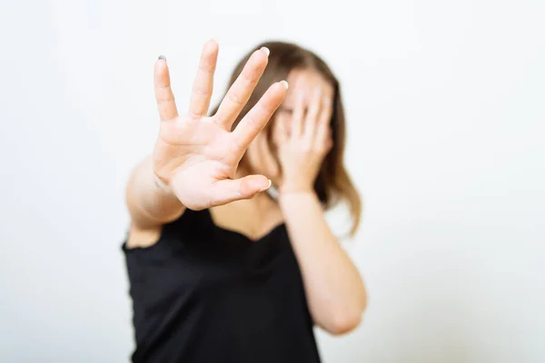 Die Frau Hat Angst Vor Angst — Stockfoto