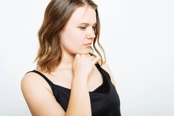 Vrouw Denkt Fotostudio — Stockfoto