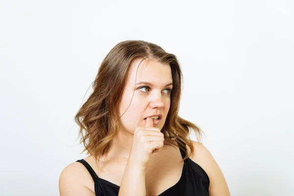 Vrouw Bijt Zijn Nagels — Stockfoto