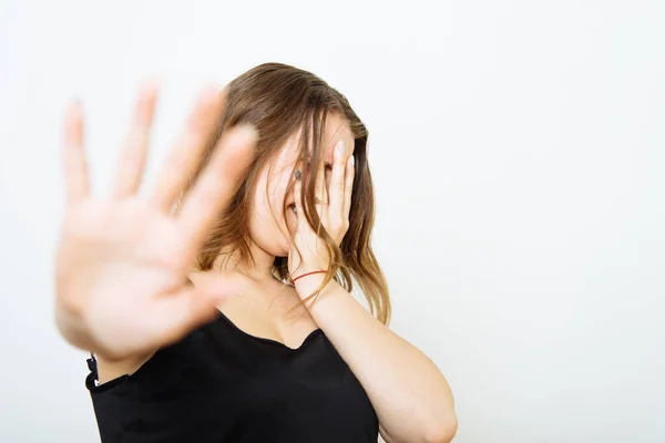 Mulher Tem Medo Medo — Fotografia de Stock