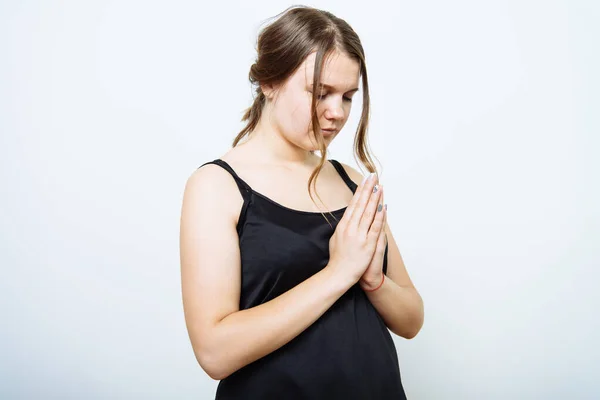 Oración Mujer Estudio Fotográfico — Foto de Stock