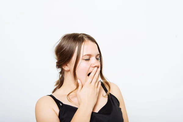 Gähnen Weiblich Fotostudio — Stockfoto