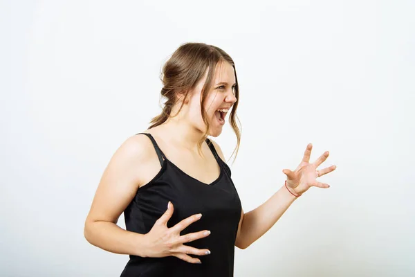 Mujer Gritando Enojado Estudio Fotos — Foto de Stock