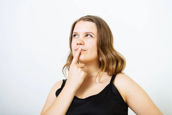 Vrouw Denkt Fotostudio — Stockfoto