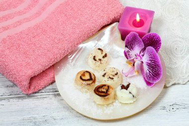 Spa Masaj şeker ile fırçalayın barlar kabuk ayarla