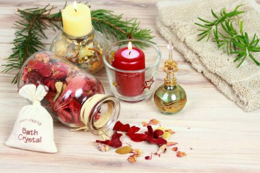 Mumlar aromaterapi spa konseptiyle 