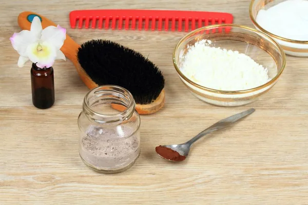 Eigengemaakte Droogshampoo in een glazen pot — Stockfoto