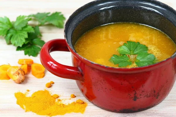 Healthy curcuma soup — Stock Photo, Image