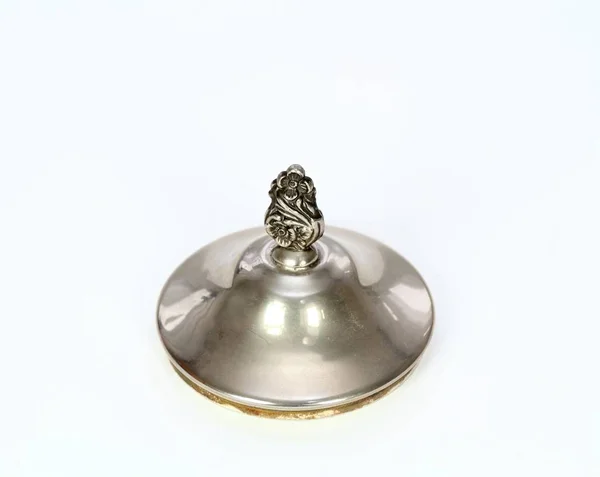 Antique Silver Lid Bowl Sugar Milk Beautiful Luxury Silver Lid — 스톡 사진