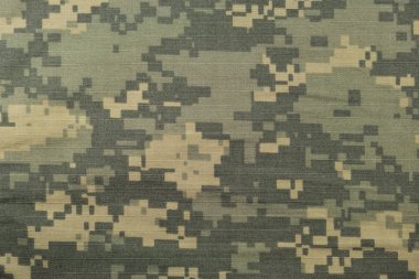 Evrensel kamuflaj deseni, ordu savaş Tekdüzen dijital camo ABD askeri Acu makro closeup, detaylı büyük RIP-stop kumaş doku arka plan, buruşuk buruşuk, yeşillik Yeşil Sarı çöl kum tan, kentsel gri gri Nyco, naylon, pamuk, yatay