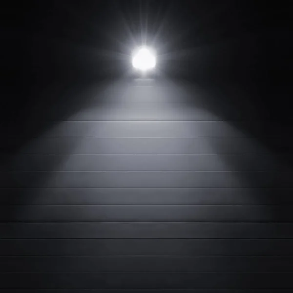 Jasně zářící Lucerna lampu osvětlení záře stíny v noci, rustikální texturou průmyslových staveb Nástěnné panely strukturovaného vzoru, velké podrobně vertikální closeup, kopírovat pozadí vesmíru, tmavě šedé černé klíče opuštěné scéna — Stock fotografie