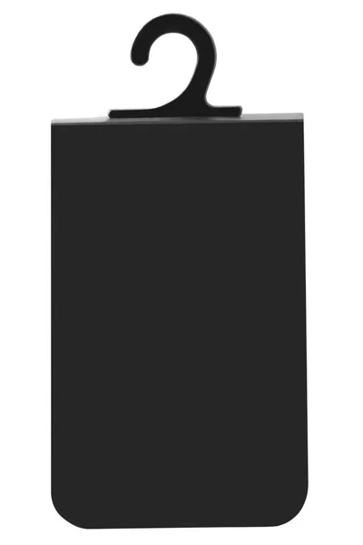 Lege zwarte kartonnen verkoop Tag leeg prijs Label Badge achtergrond, verticale Macro close-up kopie ruimte, grote gedetailleerde geïsoleerde — Stockfoto