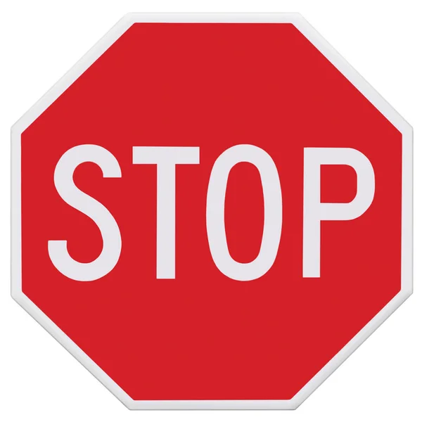 Señal roja de la parada, Octágono aislado de la señalización regulatoria del tráfico, Etiqueta engomada blanca del marco octagonal, Primer plano detallado grande —  Fotos de Stock