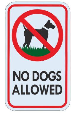 Köpekler mesaj uyarı işaretine izin vermiyor. Ayrıntılı yasaklama tabelası makro kapama, dikey metal düzenleme panosu, kırmızı çerçeve, metal direk.