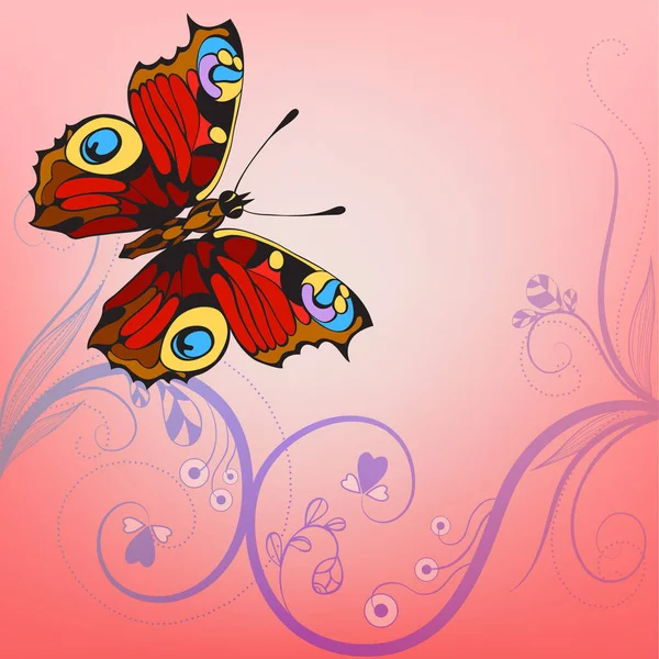 有装饰花和蝴蝶的抽象背景 图库矢量图片