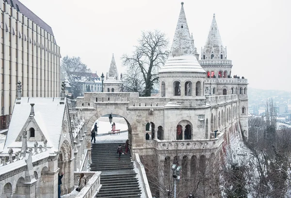 Бастіон Рибалок Будапешті Взимку — стокове фото